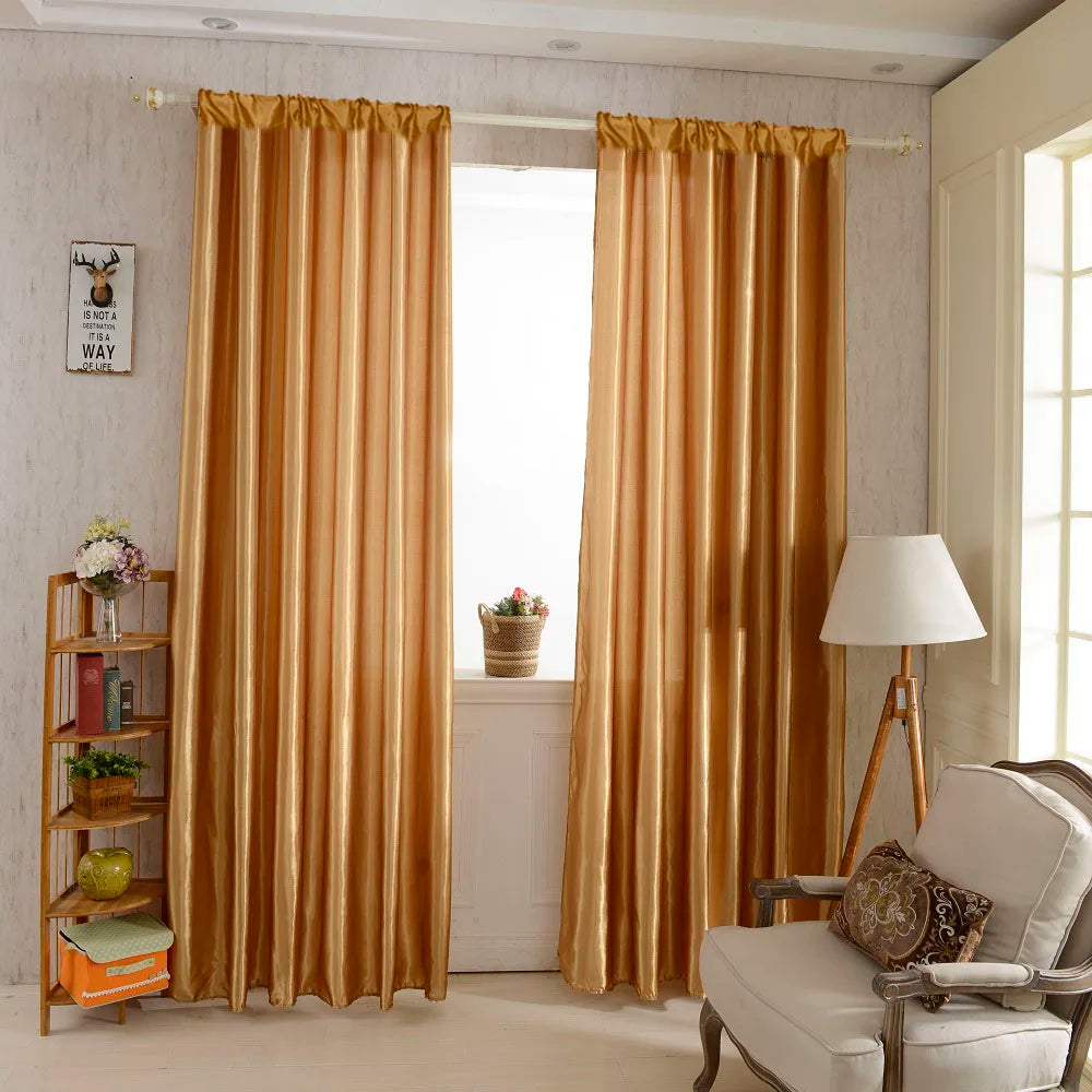 1PC solid color five beauty satin pole curtain, suitable for decorating living room and bedroom curtains