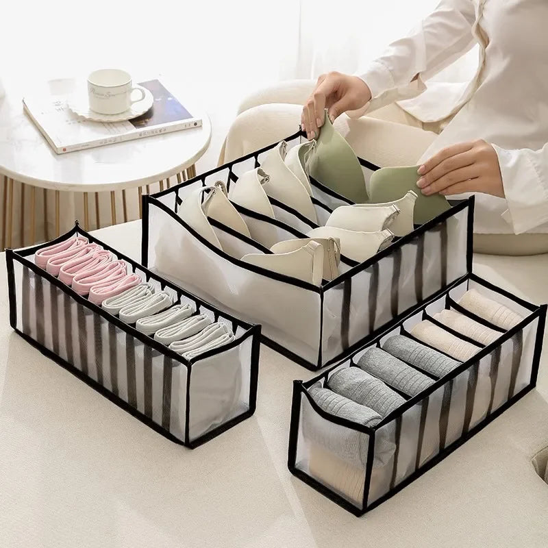 6/7/11 Grids Foldable Underwear Underwear Socks Organizer with Dividers Clothes Storage Box Breathable Mesh Bag for Wardrobe