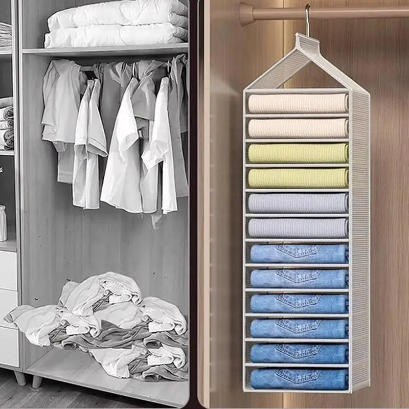 Wardrobe Hanging Storage Bag Cabinet Organizer For Pants Socks T-Shirt Underwear Hanging Closet Organizer 6/9/12 Compartments
